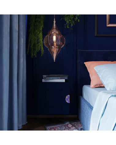 Blue Enamelled Oak Semi-Circular Furniture Handle