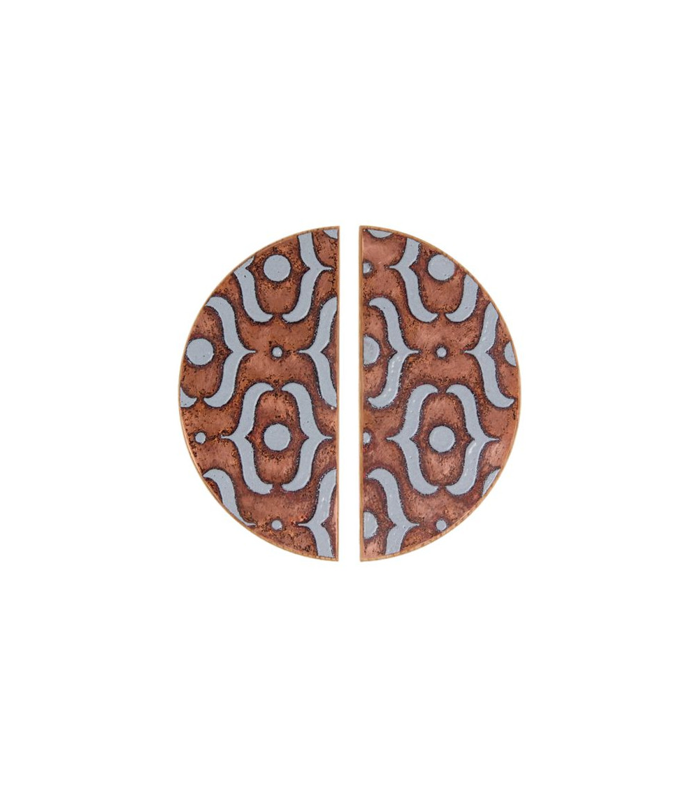 Grey Enamelled Oak Semi-Circular Furniture Handle