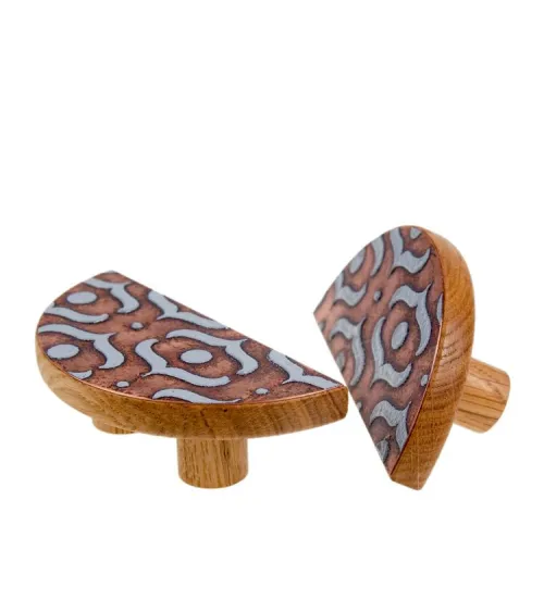 Grey Enamelled Oak Semi-Circular Furniture Handle