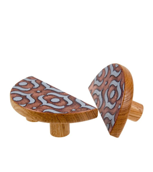 Grey Enamelled Oak Semi-Circular Furniture Handle