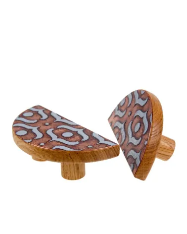 Grey Enamelled Oak Semi-Circular Furniture Handle