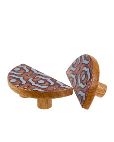 Grey Enamelled Oak Semi-Circular Furniture Handle