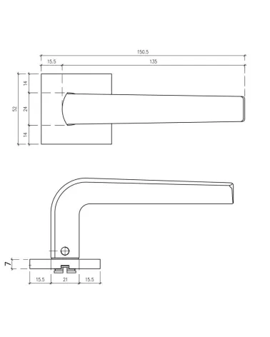 MELA door handle with dimensions