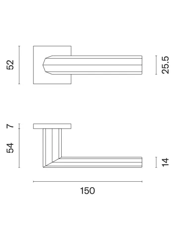 FRESIA door handle with dimensions