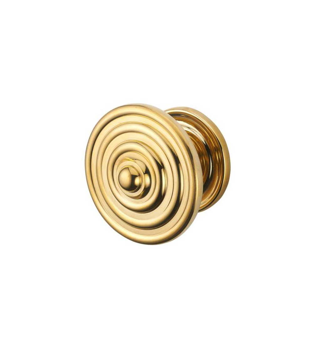 Pull knob with circular mouldings brass B17