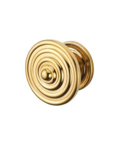 Pull knob with circular mouldings brass B17