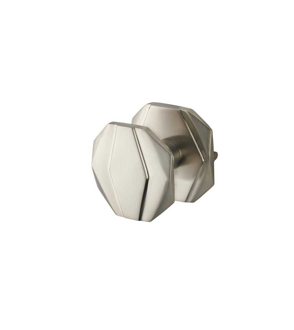Flat octagonal brass pull knob B169