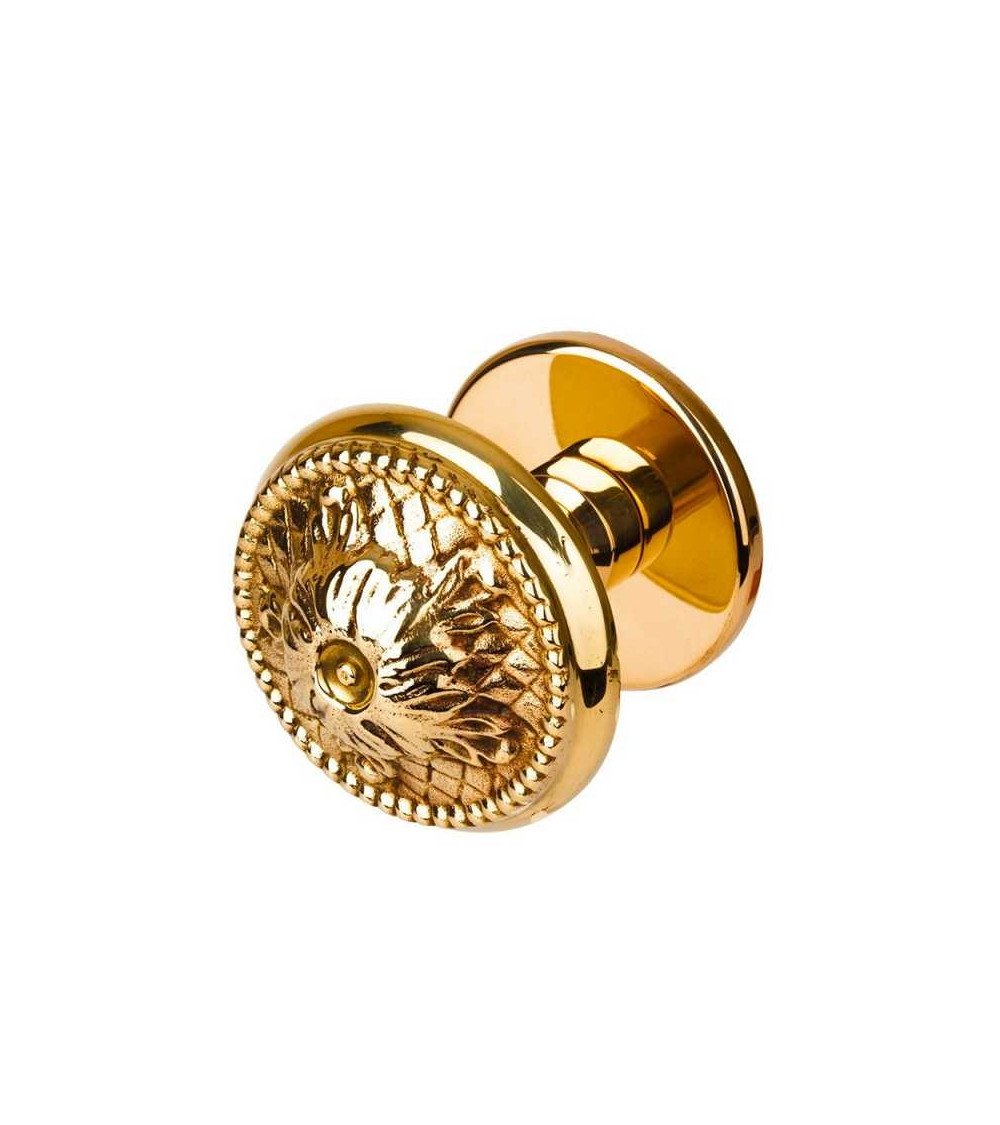 Pull knob with stylised mouldings brass B611
