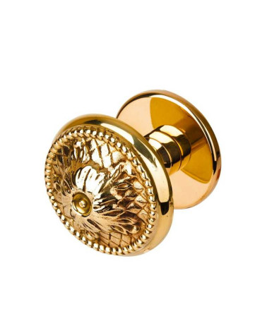 Pull knob with stylised mouldings brass B611