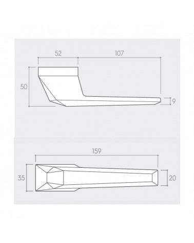 Prisme door handle with dimensions