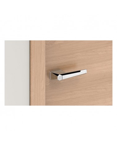 Polished chrome Prisme door handle designer handle top view mounted on a door