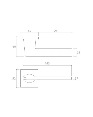 Harmony door handle with dimensions