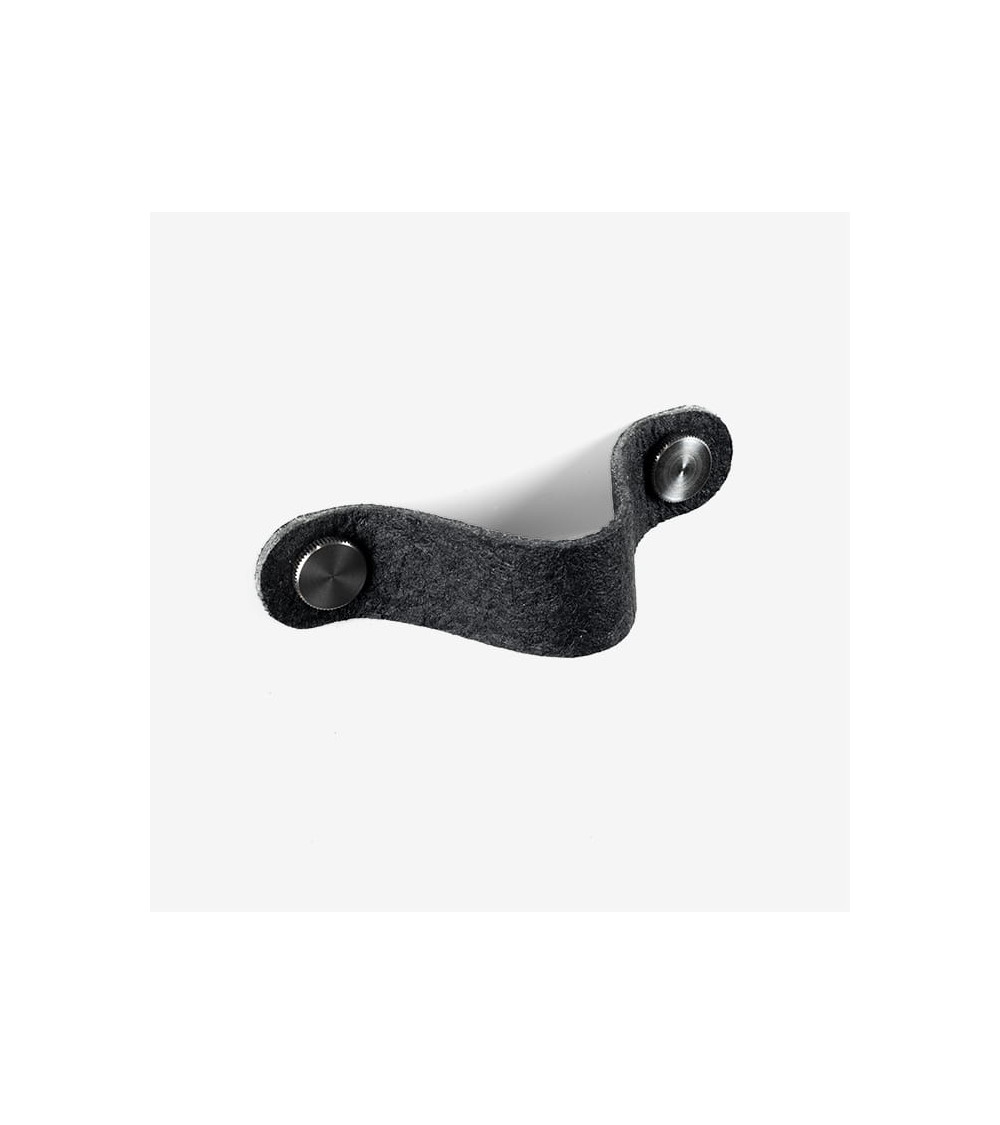 Pinatex pineapple leather furniture handle in Black/Steel colour