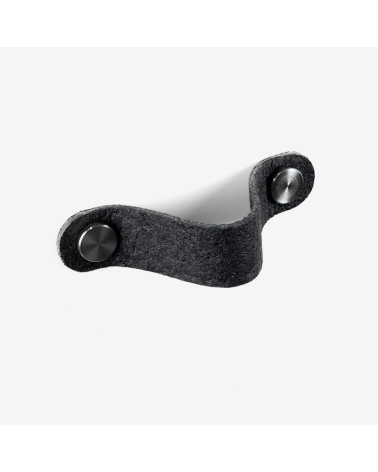 Pinatex pineapple leather furniture handle in Black/Steel colour