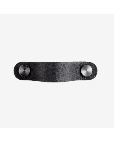 Pinatex pineapple leather furniture handle in Black/Steel colour