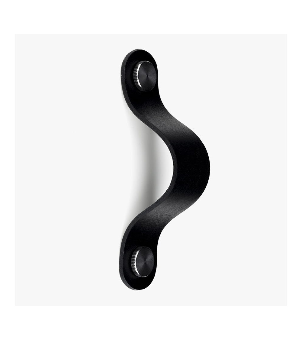 Natural leather furniture handle in Black/Black colour