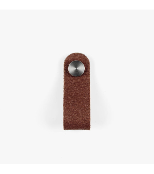 Cabinet Knob in Pinatex Pineapple Leather Brown/Chrome