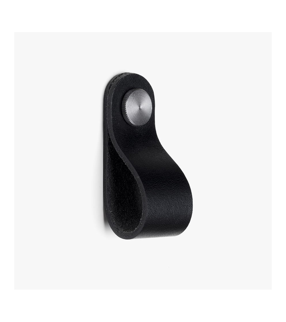 Furniture knob in Pinatex Black/Chrome colour