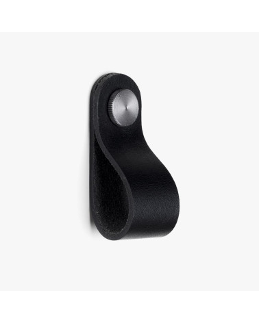 Furniture knob in Pinatex Black/Chrome colour
