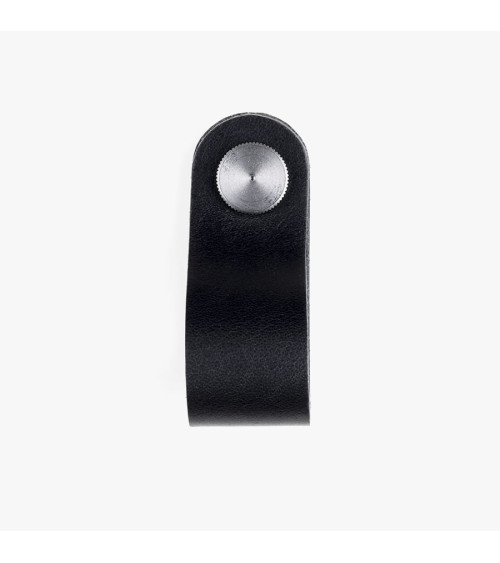 Furniture knob in Pinatex Black/Chrome colour