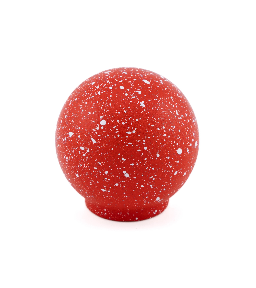 Beech wood furniture knob in red/white Mix designer handle