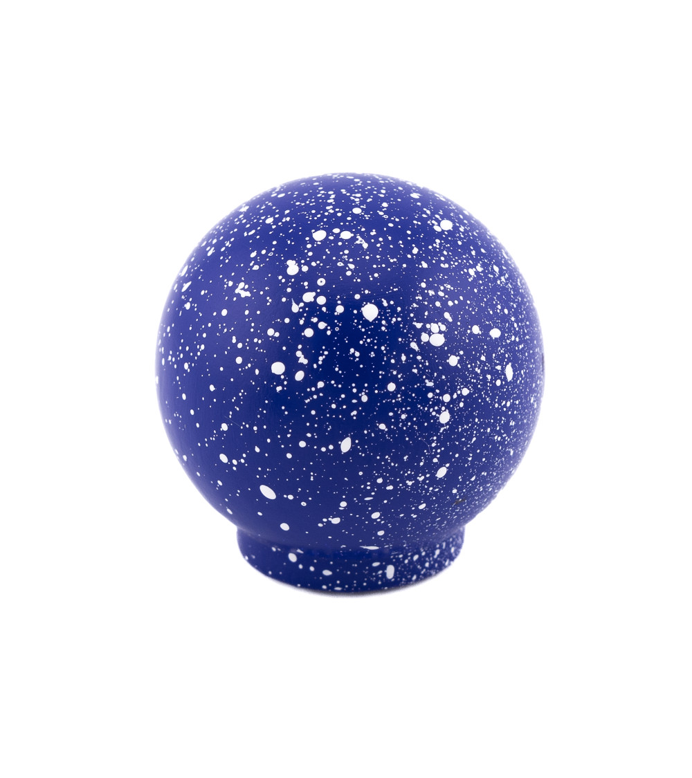 Beech wood furniture knob in dark blue/white Mix designer handle