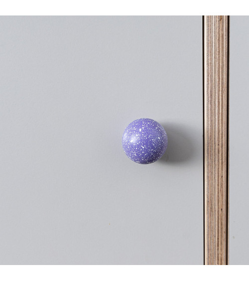 Beech wood furniture knob in lavender/white Mix designer handle