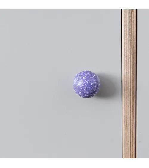 Beech wood furniture knob in lavender/white Mix designer handle