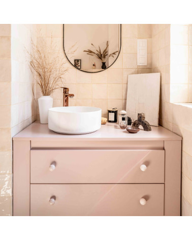 Taupe Rose beech wood furniture knob designer handle fitted on drawer fronts