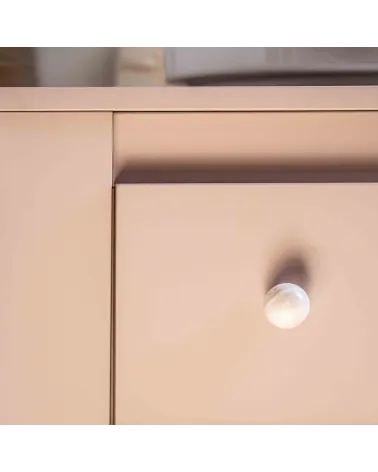 Taupe Rose beech wood furniture knob designer handle close-up front view mounted on a cabinet