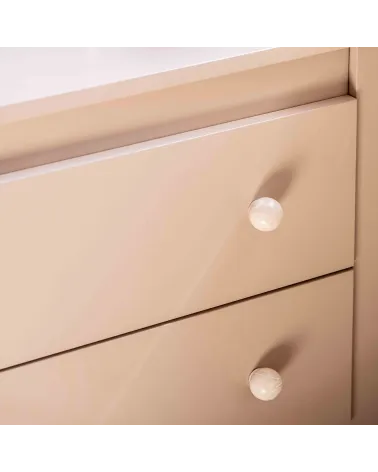 Taupe Rose beech wood furniture knob designer handle fitted on a pink cabinet