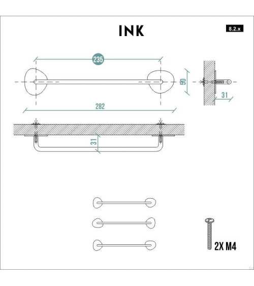 INK Black steel furniture handle