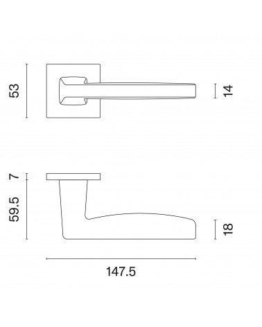 ERBA door handle with dimensions