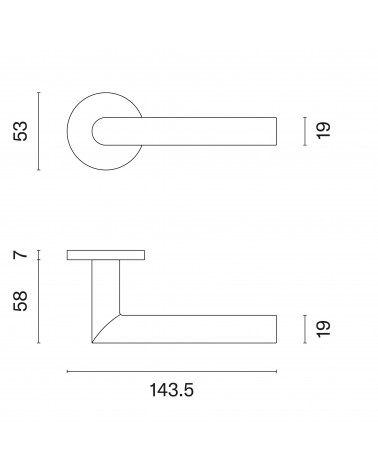 ARABIS door handle with dimensions