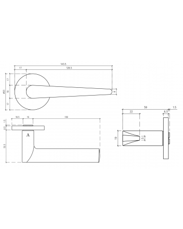 ARNICA door handle with dimensions