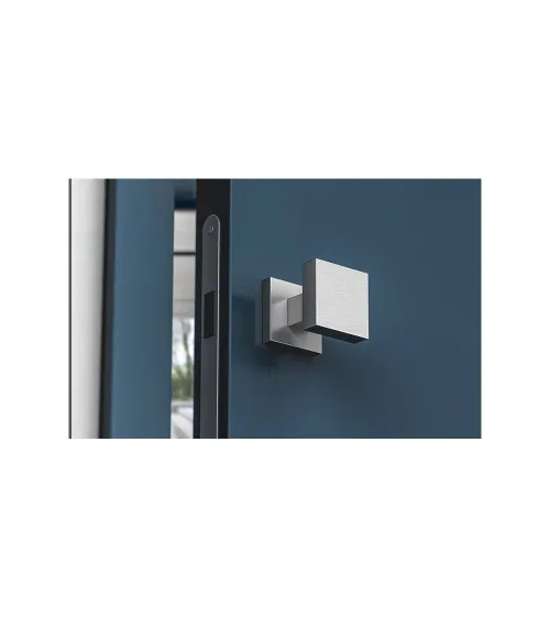 AEGIS square brushed chrome door knob - designer handle