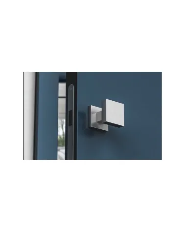 Brushed chrome AEGIS square door knob - designer handle