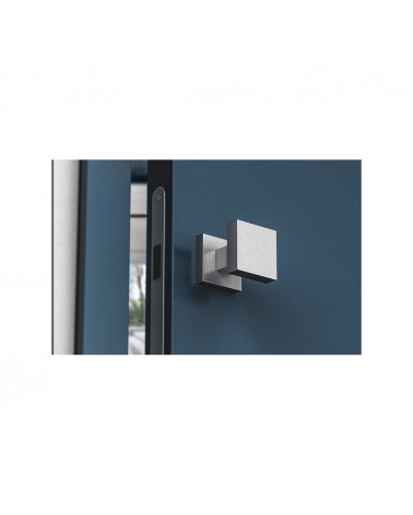 Brushed chrome AEGIS square door knob - designer handle