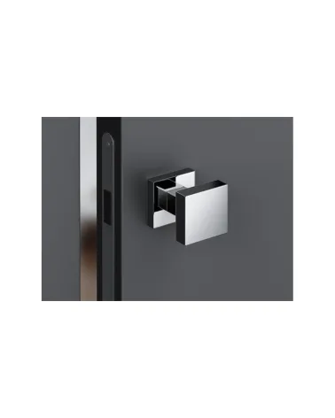 Brushed chrome AEGIS square door knob - designer handle