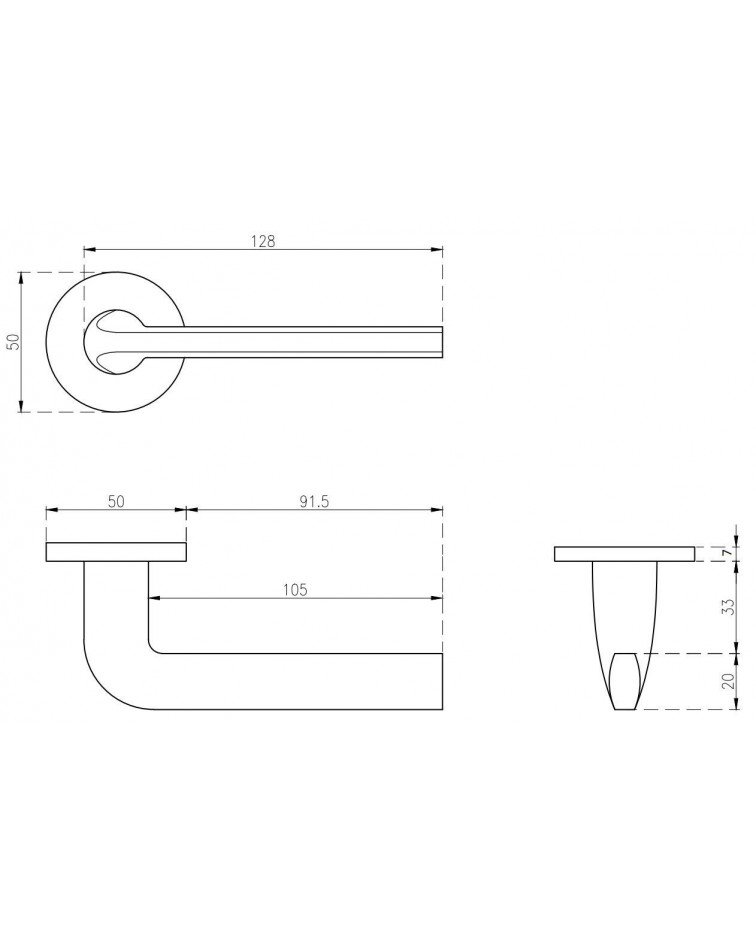 OLEANDRO door handle with dimensions