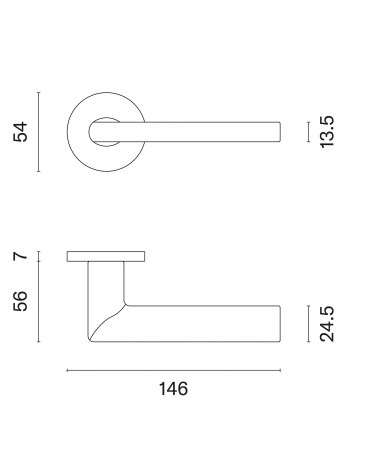 KALMIA door handle with dimensions