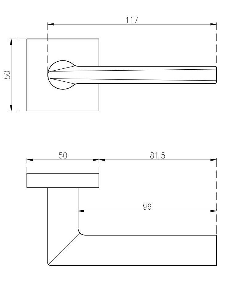 PRIMULA door handle with dimensions