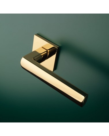 HOSTA door handle design ironmongery colour 3 mounted on a door