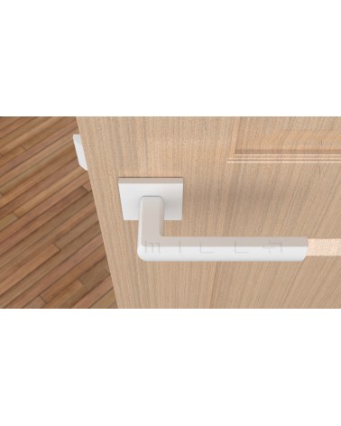 HOSTA door handle design ironmongery colour 5 top view mounted on a door