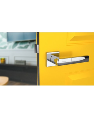 HOSTA door handle design ironmongery colour 2 front view mounted on a door