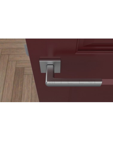 HOSTA door handle design ironmongery colour 4 top view mounted on a door