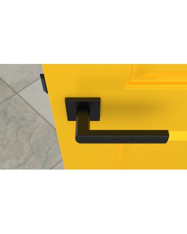HOSTA door handle design ironmongery colour 1 top view mounted on a door