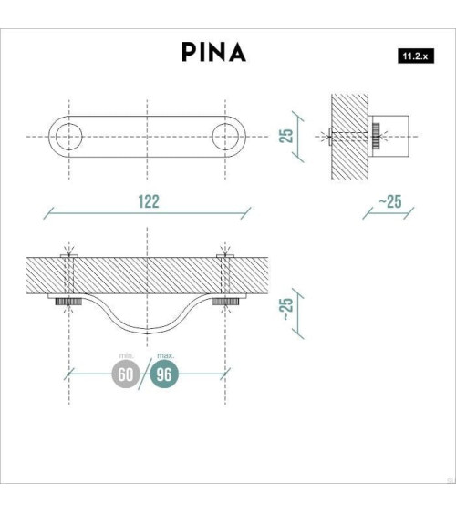 Pinatex pineapple leather furniture handle in Black/Steel colour
