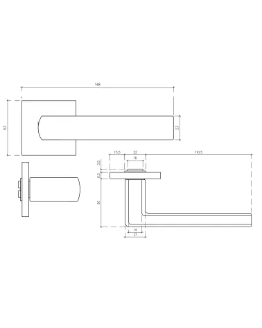 HOSTA Door Handle and White WC Lock Set - Absolute Refinement