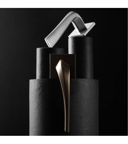 Heavy satin chrome door handle designer ironmongery